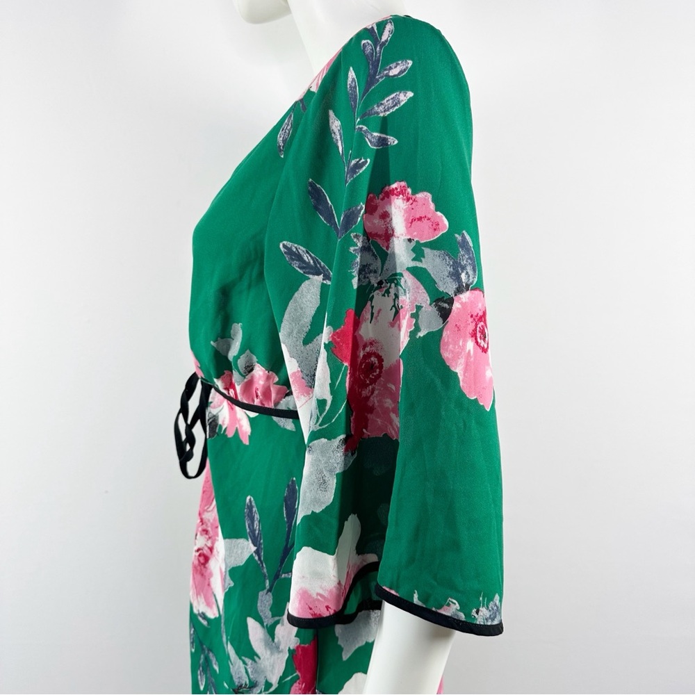 Lulus Green Floral Kimono Topper Size S/M Summer Classic Vacation Beach Casual - Picture 5 of 12